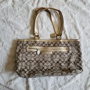 Coach Tan Monogrammed Canvas Tote Bag